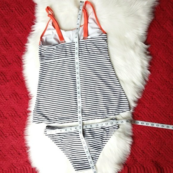 Black & White Orange Trim Modest Swim Set Sz M - Picture 2 of 8